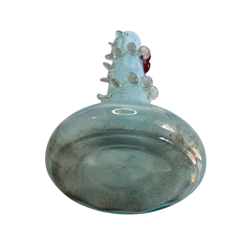 Tall Blue Art Glass Vase With Rose Embossed Design - Picture 5 of 5